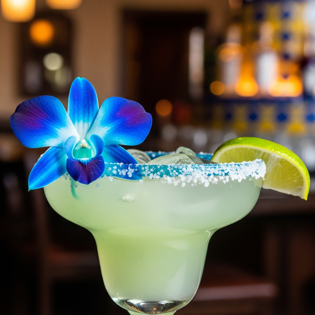 Cocktail with dried orange slice and lavender sprig – floral drink decor collection