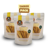 Dried mango strips 3-pack with 75+ golden pieces for tropical cocktails and desserts