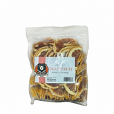Bag of dried grapefruit slices with a visible brand label on a white background