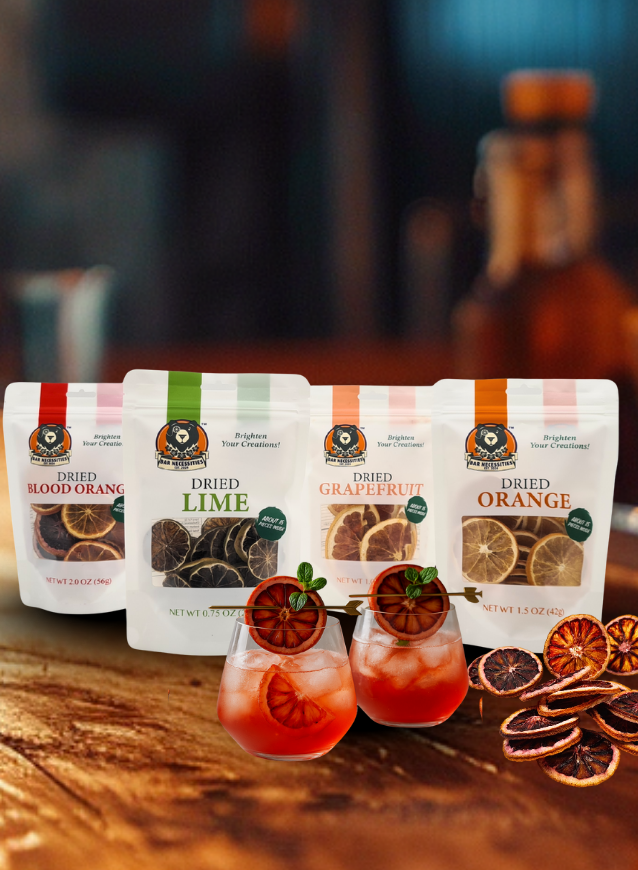 Assorted dried fruit slices including citrus and tropical options – mixology garnish and snack-ready fruit