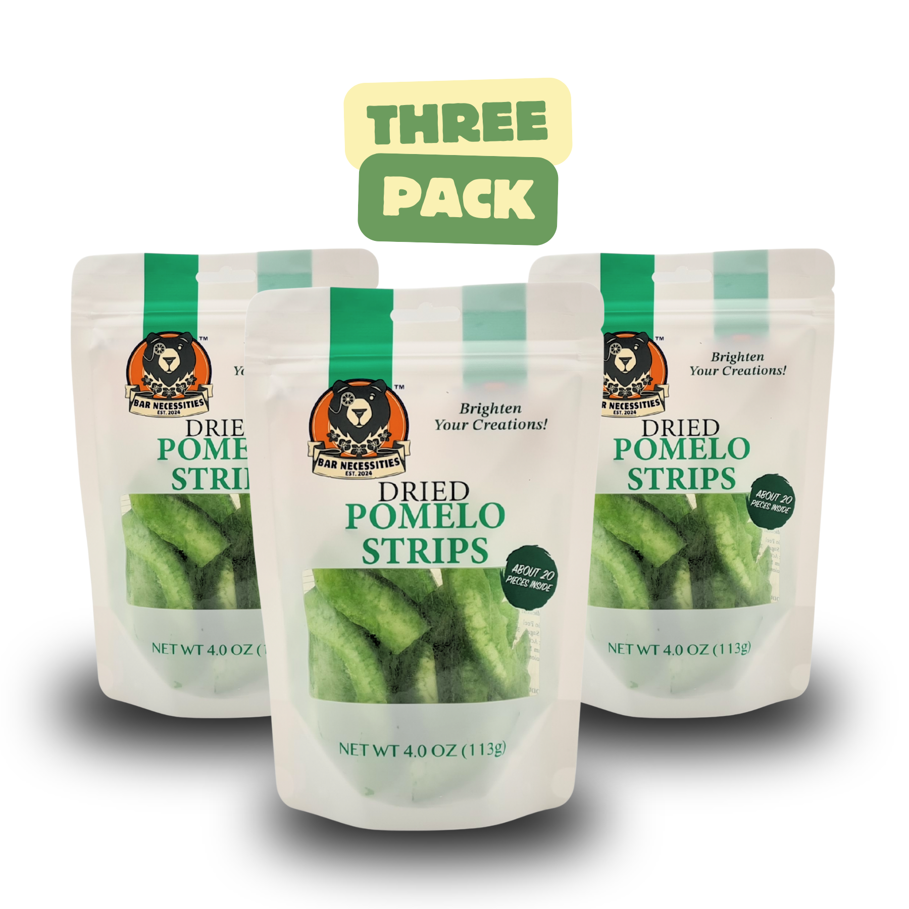 Dried pomelo strips 3-pack with 60+ thick-cut citrus slices for cocktails and desserts