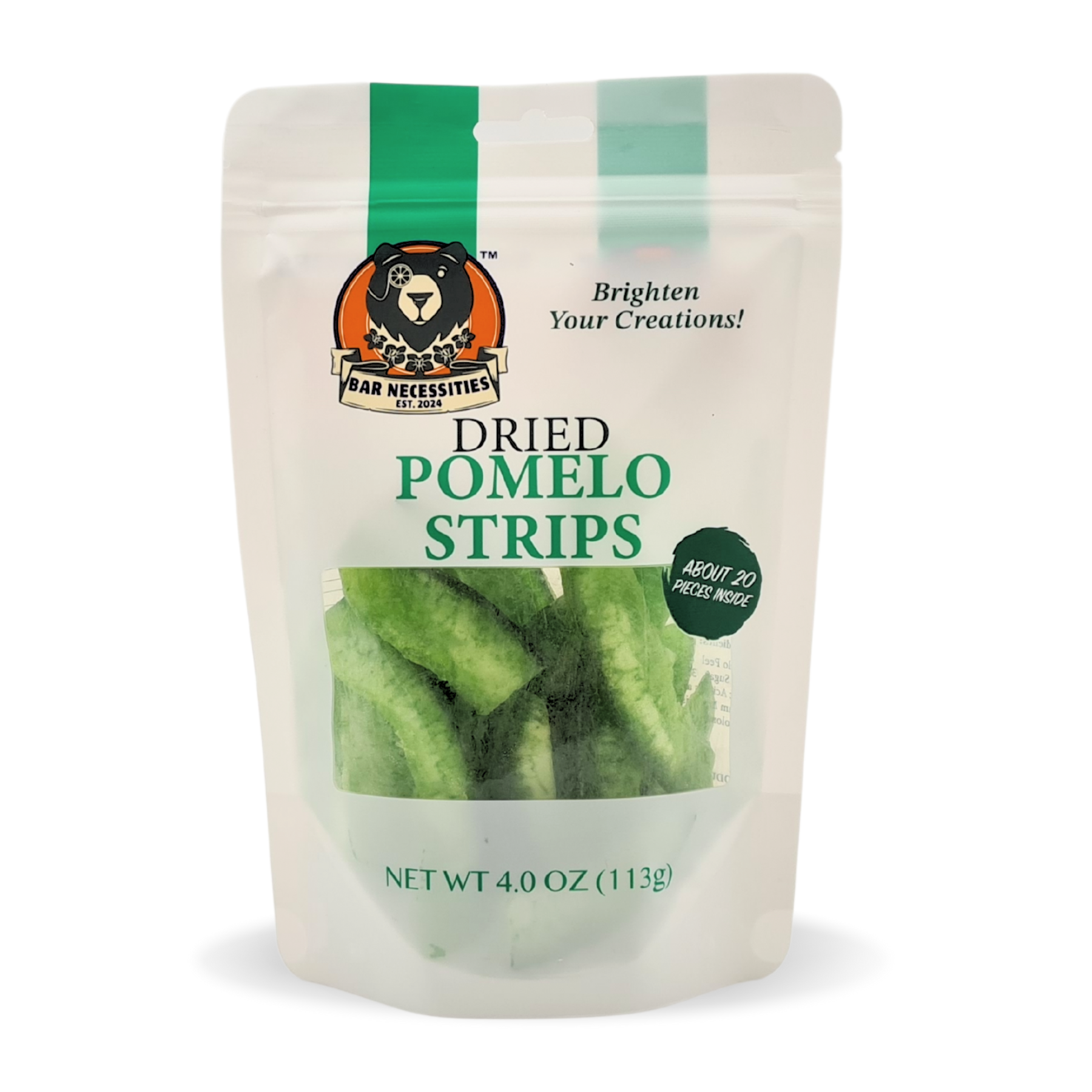Handcrafted dried pomelo garnish strips for mixology, baking, and edible gifting