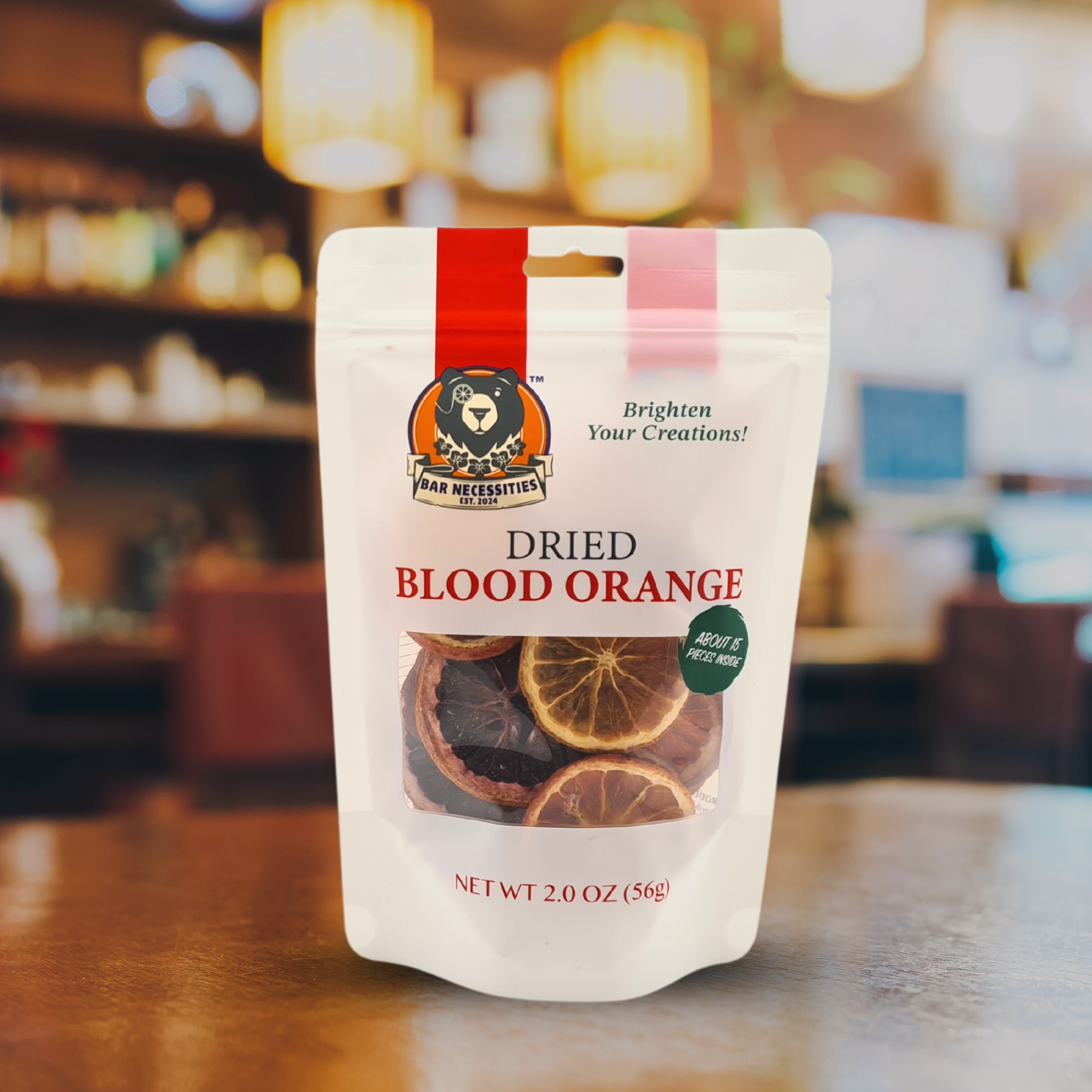 Blood orange dehydrated fruit slices with no additives for mixologists and chefs