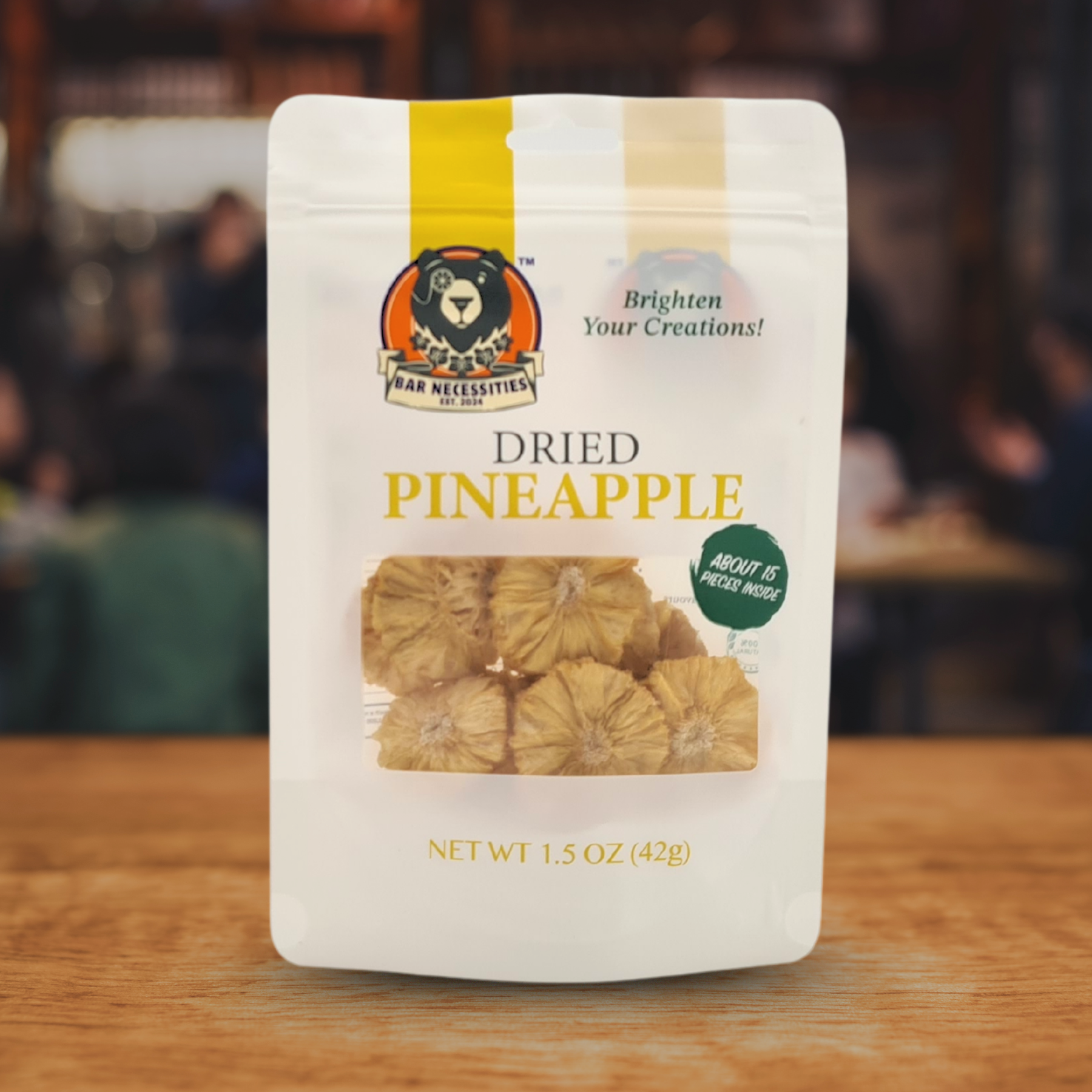 45+ dried pineapple rings in shelf-stable packaging for kitchen and bar use