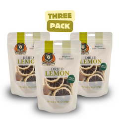 Three resealable bags of dried lemon slices, perfect for cocktails and baking