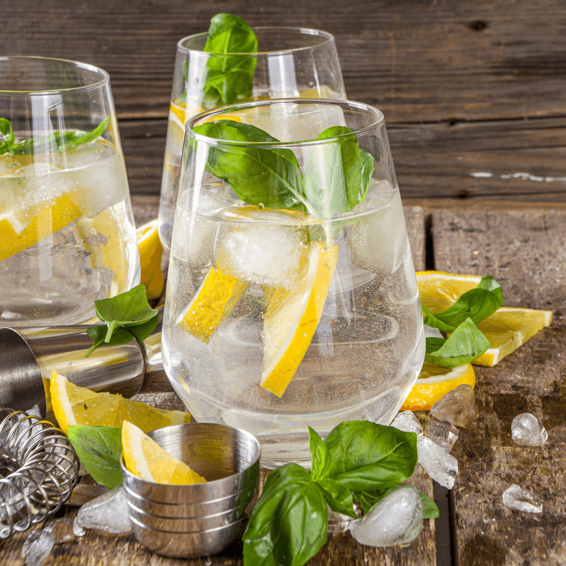 Premium fresh basil herb for muddling in cocktails or slicing into sauces