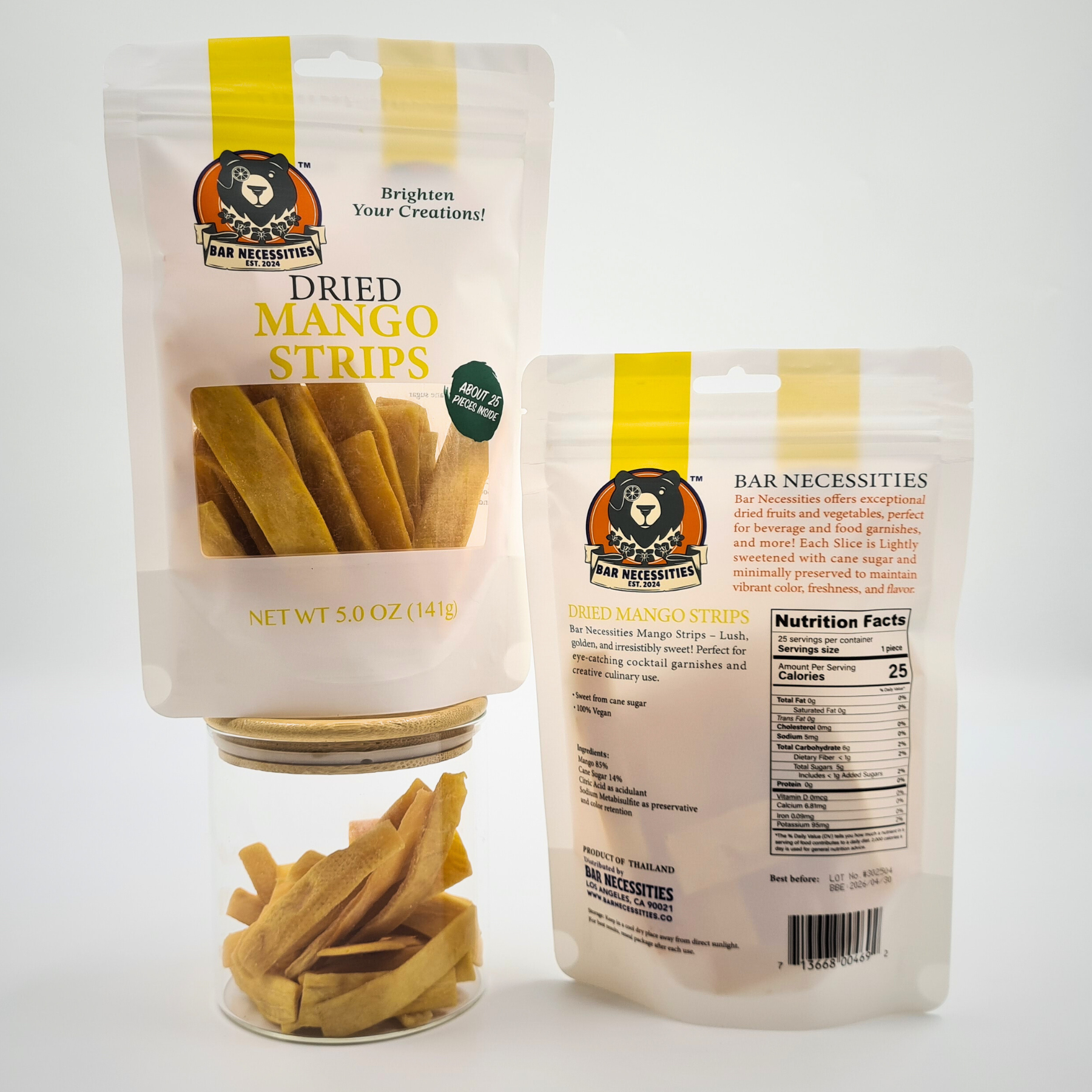 Golden mango garnish slices with tropical flavor for bartenders and culinary creatives