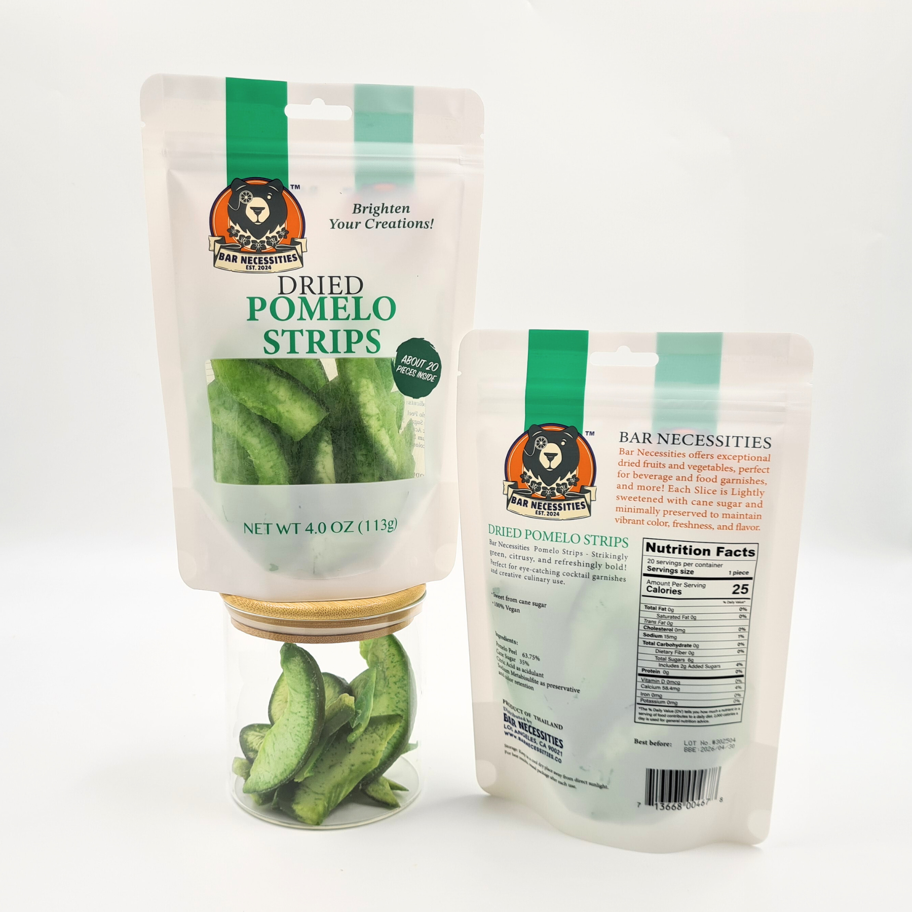 Thick-cut pomelo garnish strips with tangy citrus flavor and vibrant golden hue