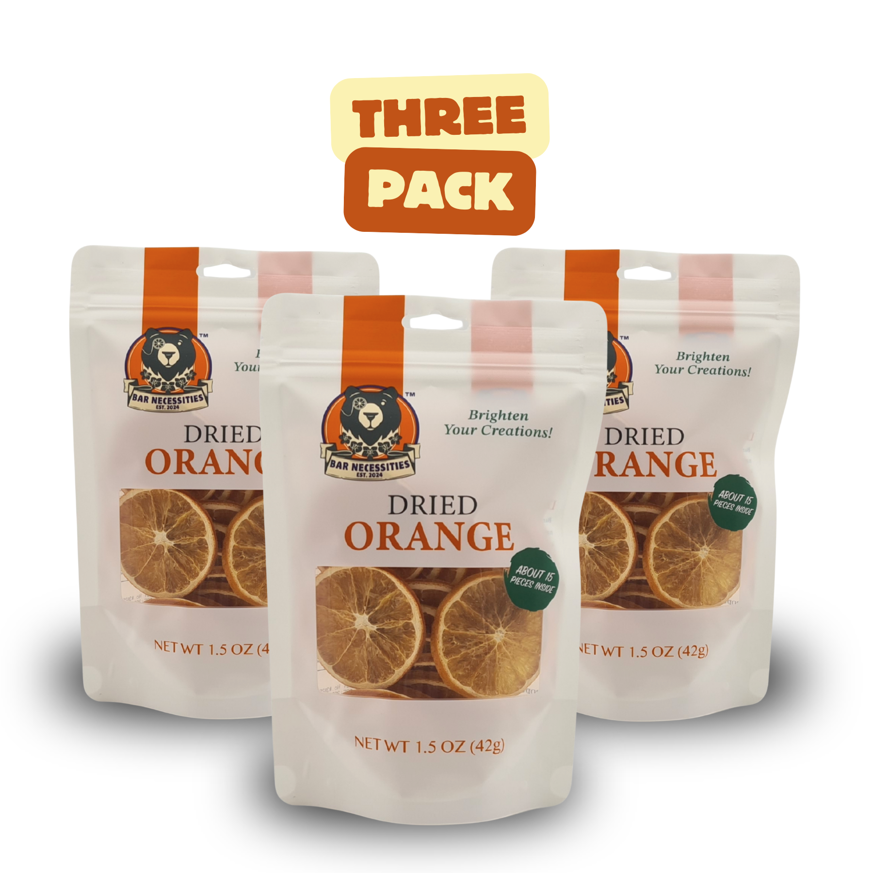  Dried orange slices 3-pack with 45+ citrus rounds for cocktail garnishes and culinary styling