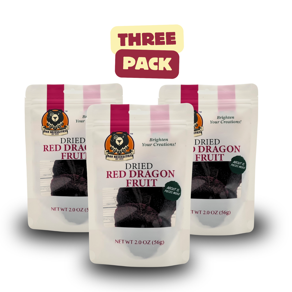 Dried red dragon fruit slices 3-pack with 45+ pieces for cocktails and food styling