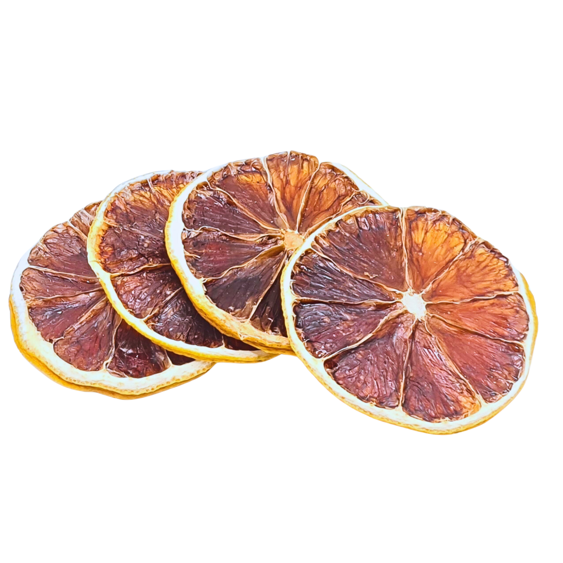Dried lemon slices on a white background
