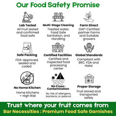 Diagram of food safety practices with icons and text on a white background Bar Necessities