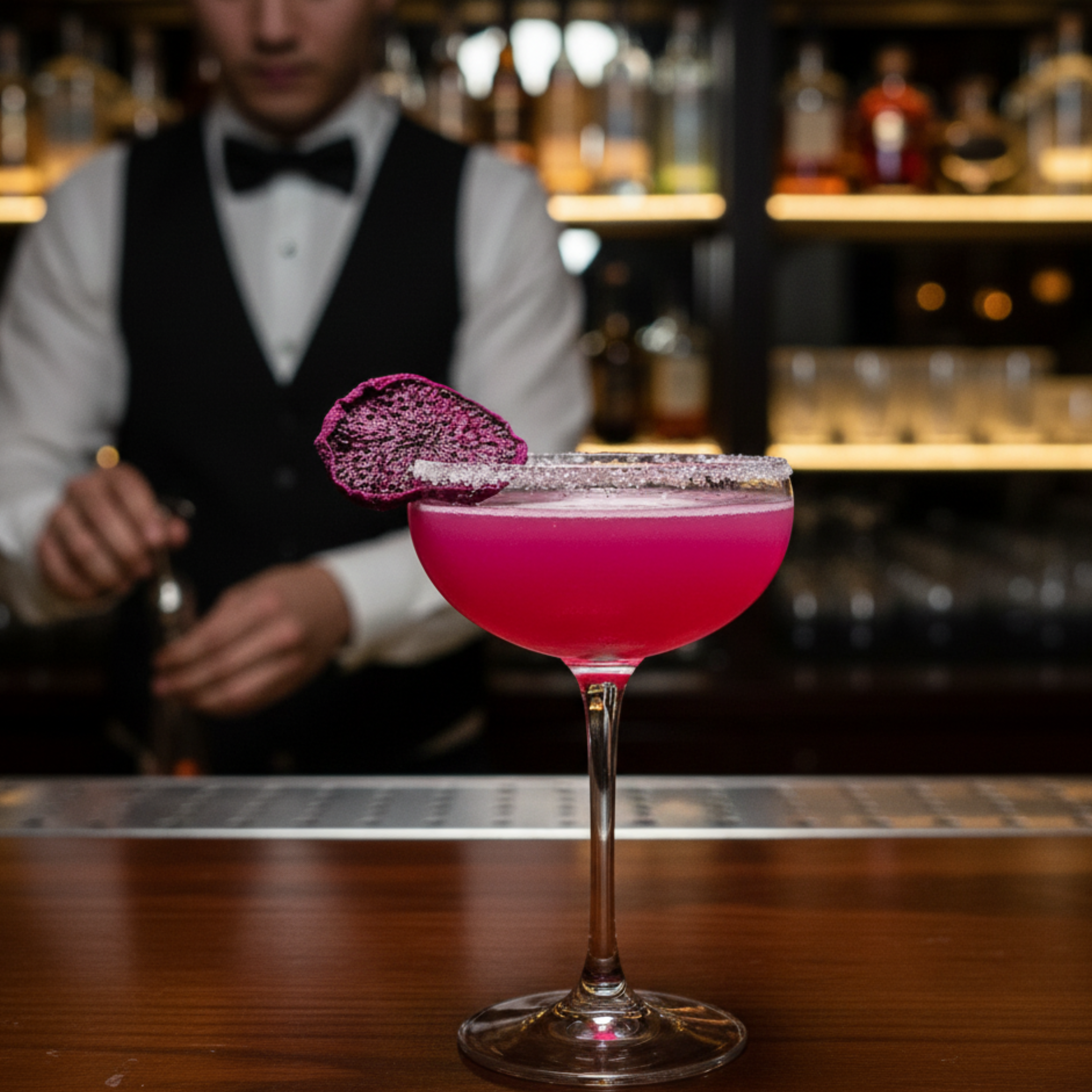 Dragon Fruit cocktail with a purple martini